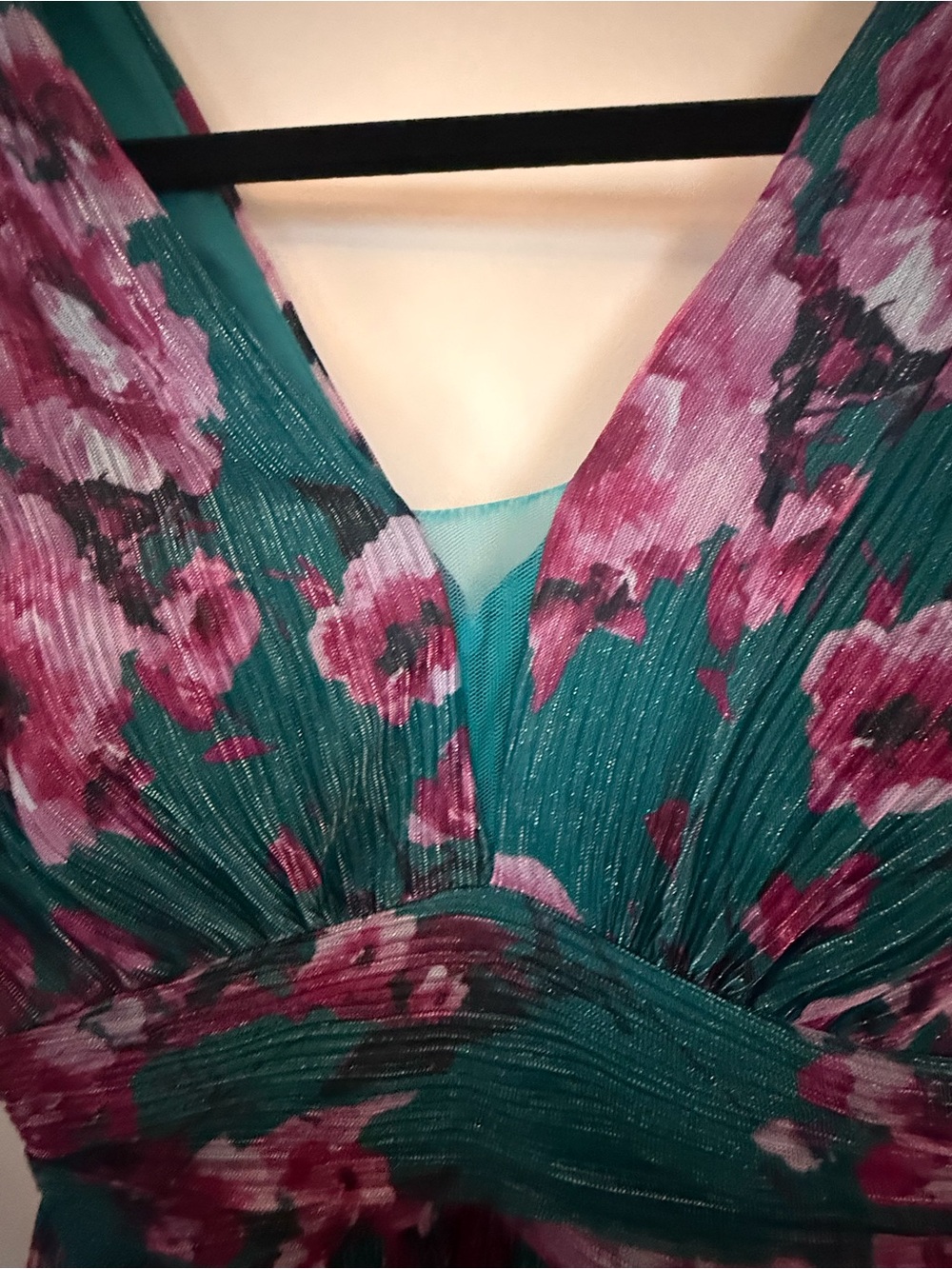 Night Way Collections Teal and Purple Floral Maxi Dress - Picture 2 of 4